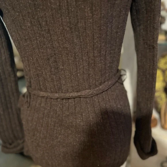 Marc Jacobs Lambs Wool Dark Brown Knitwear Cardigan with leather buttons size M - Picture 7 of 13